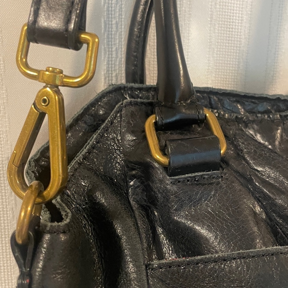 Elliot Lucca Black Leather Handbag Medium size USED Crossbody Satchel - Picture 4 of 6